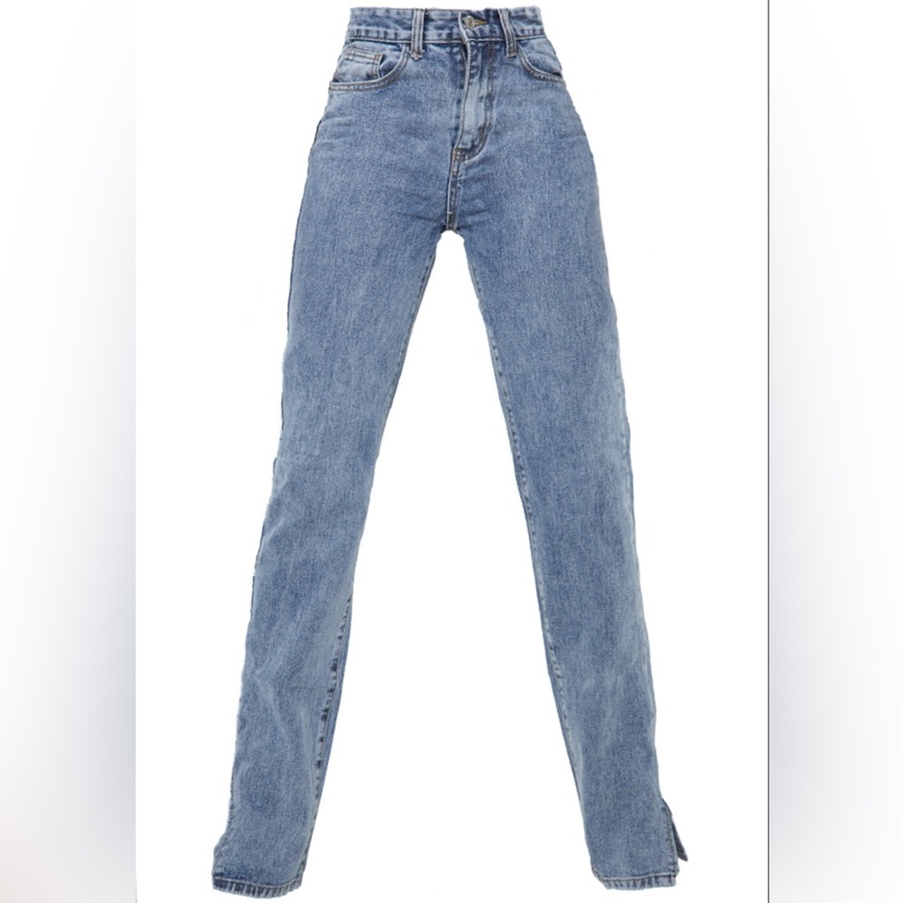 Pretty Little Thing Tall Split Hem Light Wash Jeans